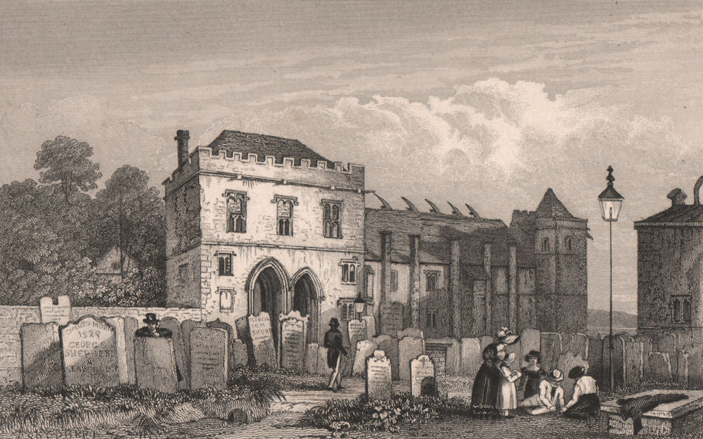College of All Saints ruins, Maidstone, Kent. Archbishop Courtenay.SHEPHERD 1829